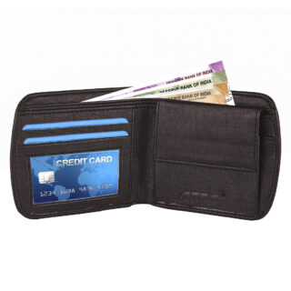 Men's Black Curved Edge Wallet with 2 Card Slots