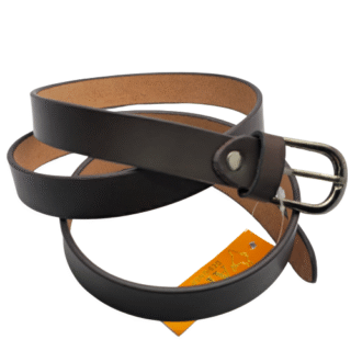 AFFA Women's Smooth Design Genuine Leather Black 25mm Belt