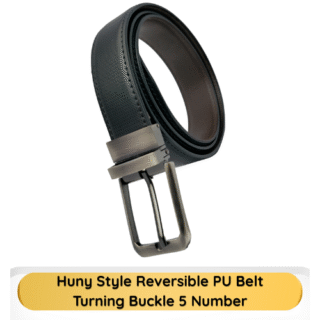 Huny Reversible Turning Buckle PU Belt With Stitching 35mm